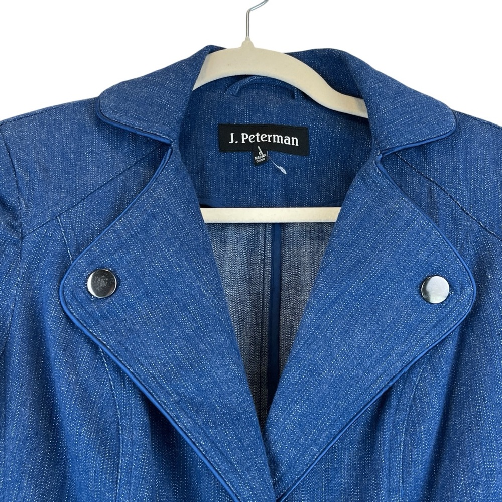Vintage J. Peterman "Almost Newtonian" Denim Blazer Jacket Pockets Sz 6 - Picture 3 of 10